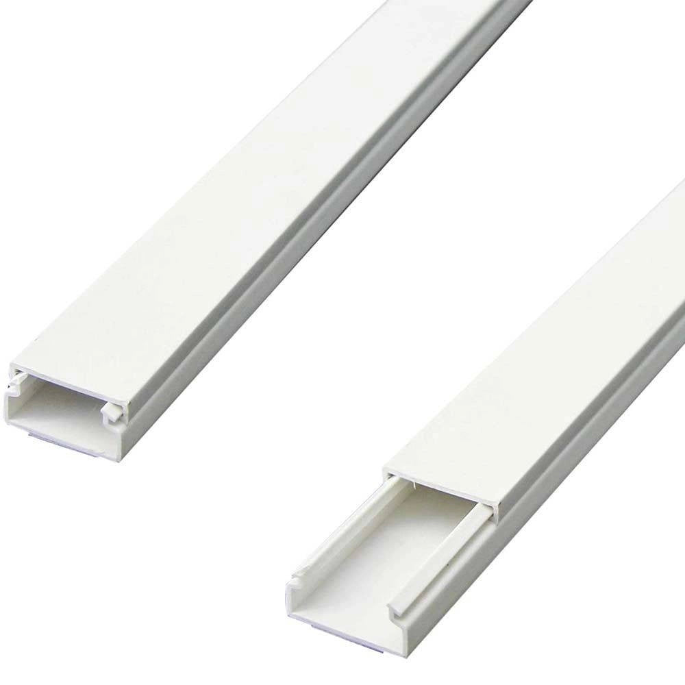 Trade Shop - Set 2 Canalina Elettrica Passacavi Adesiva Da 1mt In Plastica Bianco 20 X 10 Mm -