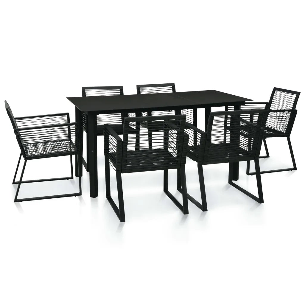 Set da Pranzo da Giardino 7 pz in Rattan PVC Nero cod mxl 53771