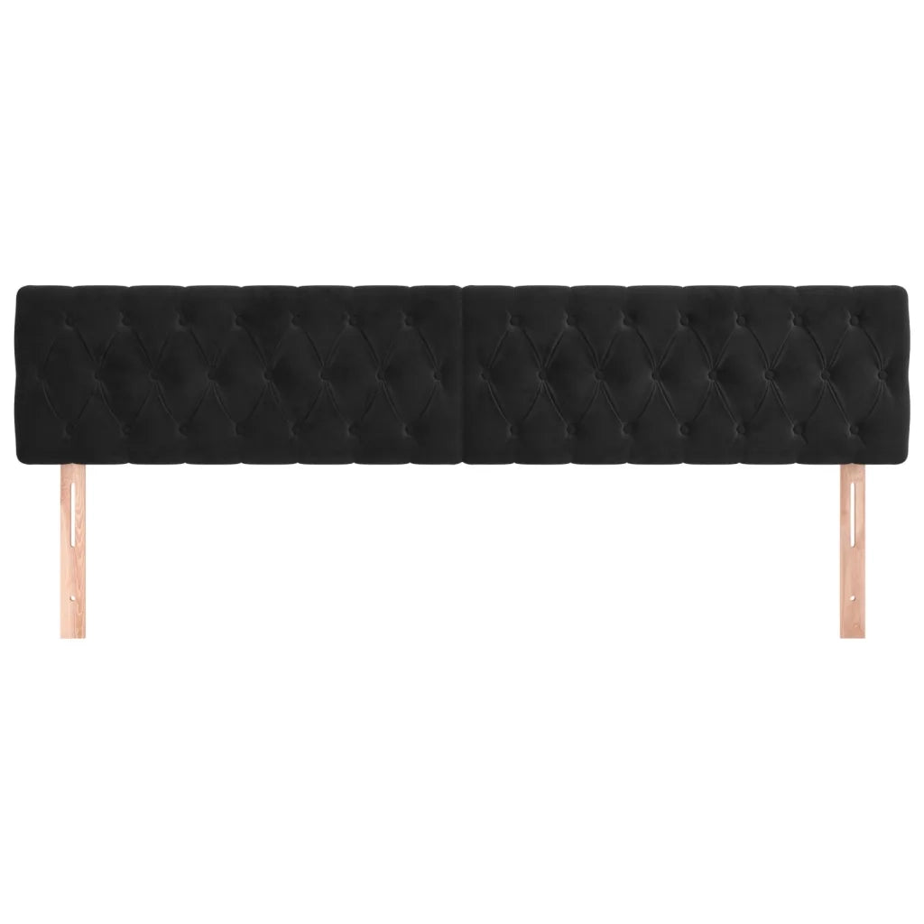 Testiera 2 pz-Set di 2 Testata-Testiera Decorativa Nera 90 x 7 x 78/88 cm in Velluto