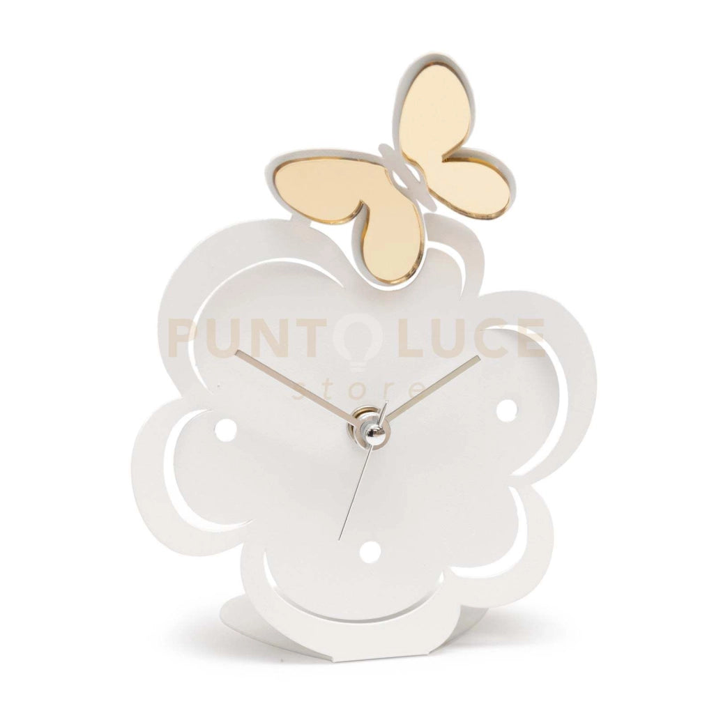 orologio farfallina decorato Bianco in Ferro 13x17cmh