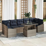 Set Divano da Giardino 8 pcs Grigio Poly Rattan 3357698