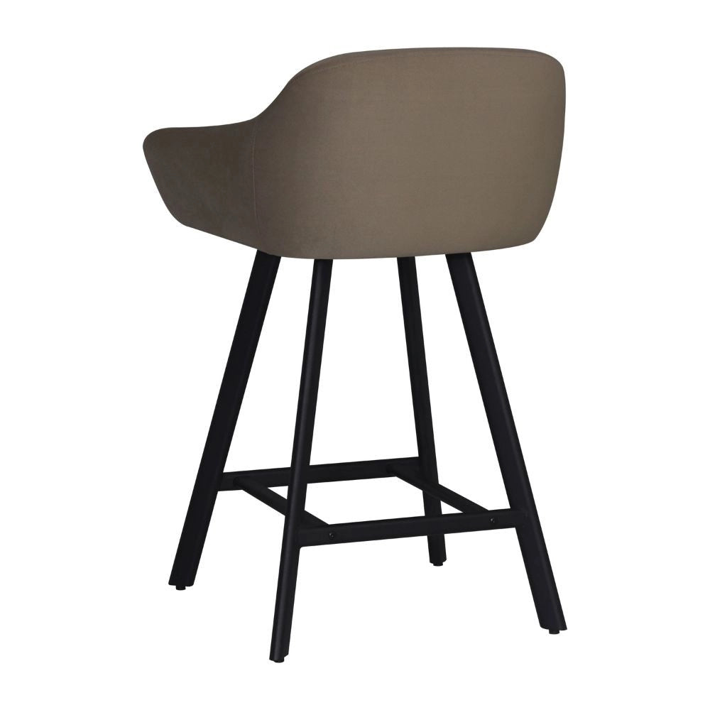 Sgabello Mey tortora con seduta imbottita e gambe in metallo nero – Eleganza e comfort per la zona snack