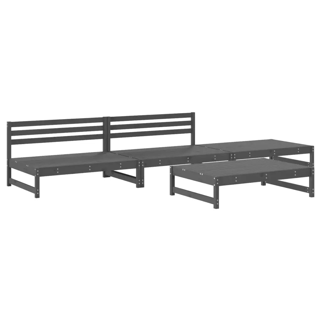 Set Salotto da Giardino 4 pz Grigio in Legno Massello di Pino 3186594