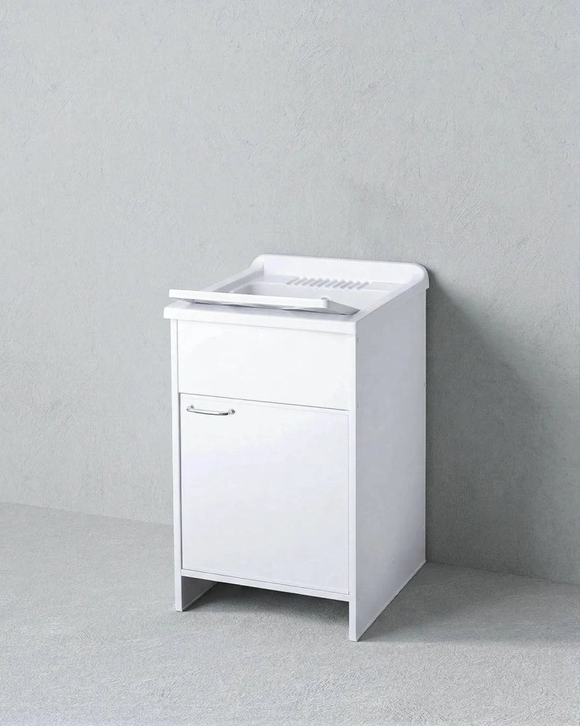 Mobile Lavatoio NEXA 45 – Lavapanni in PVC con Vasca e Anta – 45x50x85 cm Bianco_