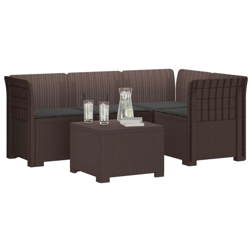 Divano da giardino 4 posti con cuscini aspetto rattan PP 3444003