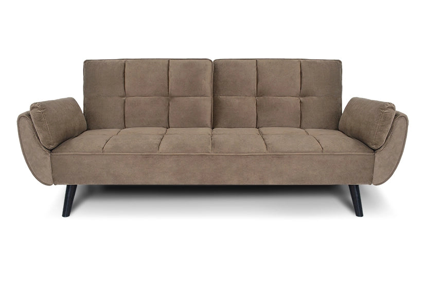 Divano letto clic clac in velluto marrone piede nero - divano 3 posti - Ambra - DL-AM09VLT-PLN