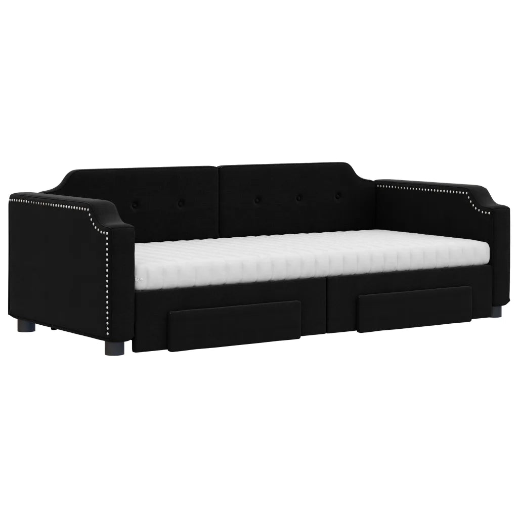 Divano Letto Estraibile con Cassetti Nero 90x190 cm in Tessuto 3197700