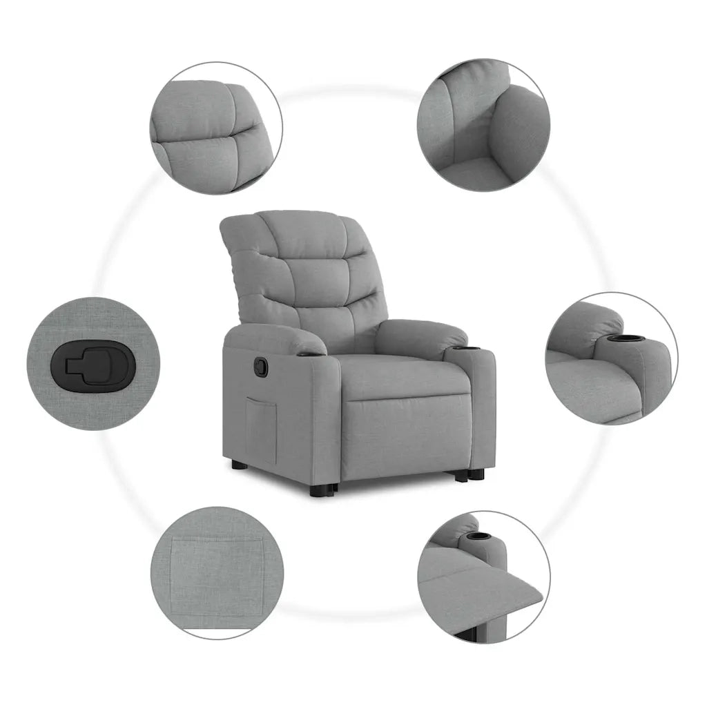 Poltrona Alzapersona Reclinabile Grigio Chiaro in Tessuto 3206645