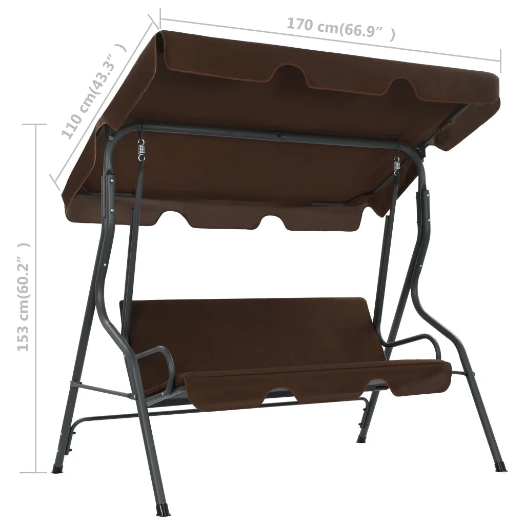 Panchina a Dondolo da Giardino CaffÃ¨ 170x110x153 cm cod mxl 43324