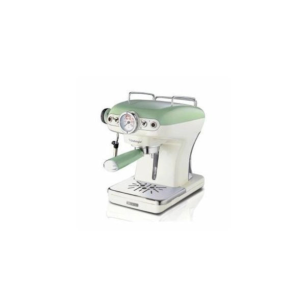 Ariete 1389 macchina da caffè espresso di design - per polvere e cialde ese - filtro 1 e 2 tazze - montalatte - 850 watt - linea vintage - verde - 00M138914AR0