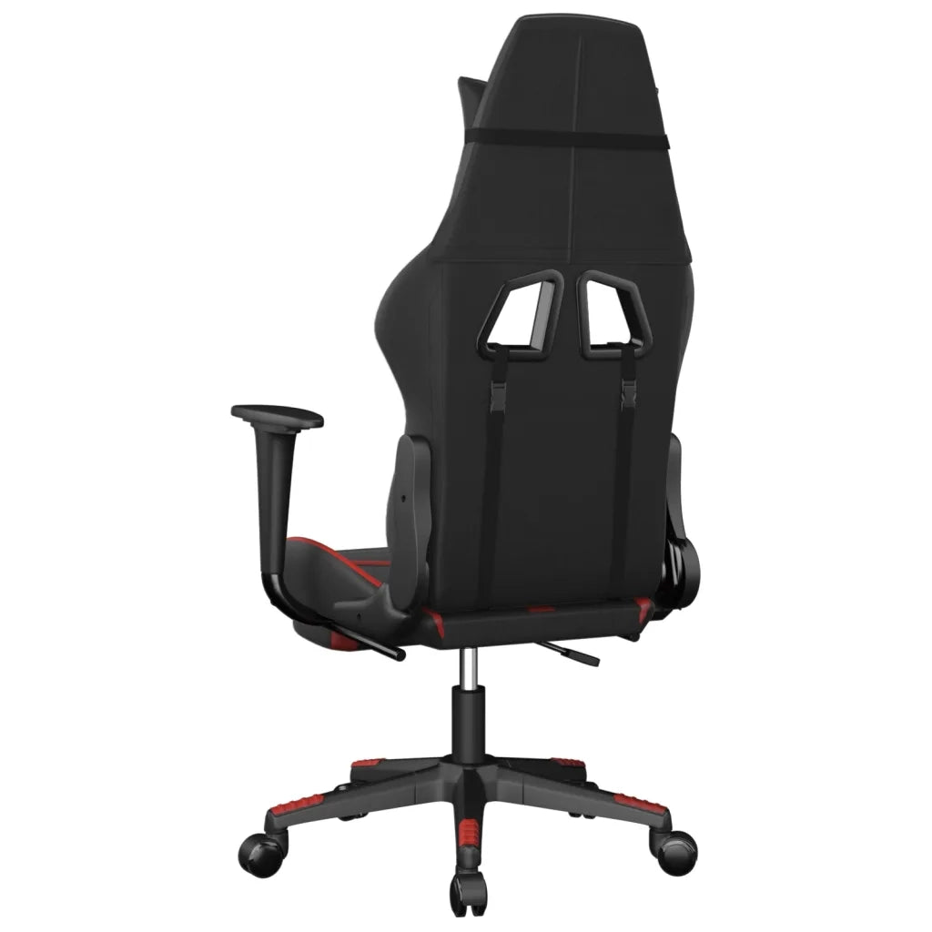 Sedia da Gaming con Poggiapiedi Nero e Rosso in Similpelle cod mxl 71860
