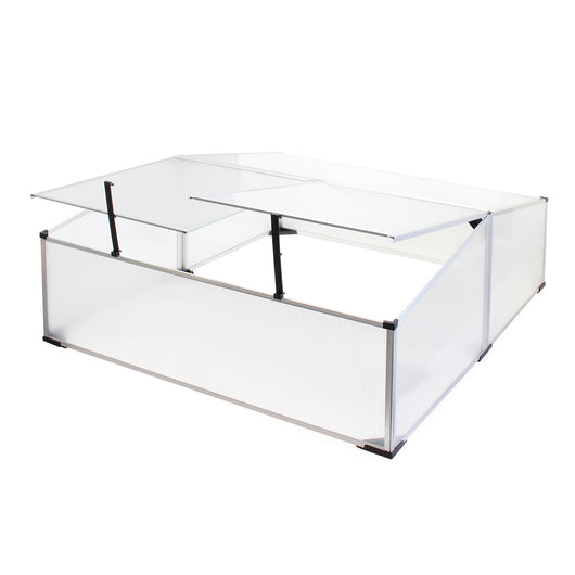 Mini serra in policarbonato trasparente e alluminio 100x120x40cm, tetto 3 aperture