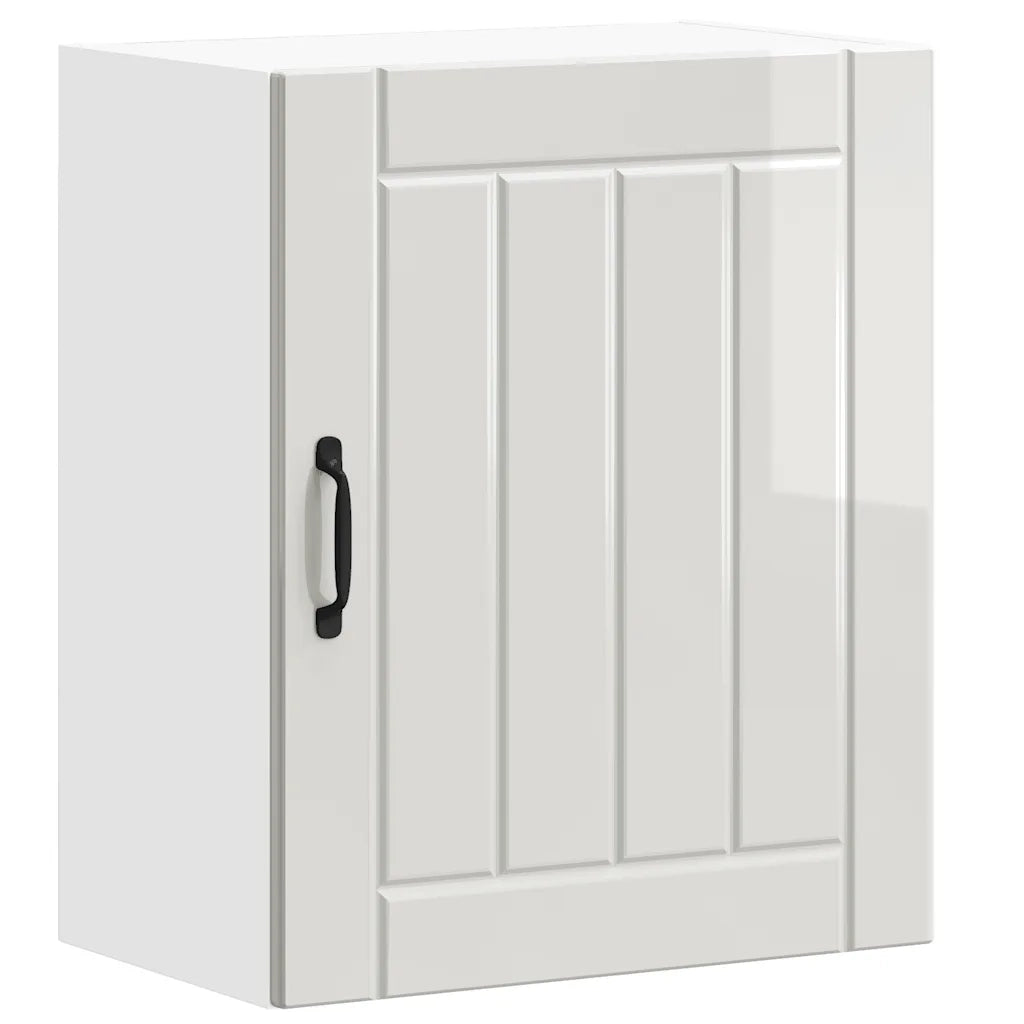 Pensile da cucina Lucca dal design moderno con vano contenitore fisso 50 x 31 x 60 cm realizzato in legno composito bianco lucido 02_0050154
