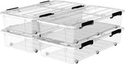 Cassetta di archiviazione trasparente 50L con coperchio - Cassette di archiviazione in plastica stivabili con clip, sicure per alimenti e trasparenti - Ideale per soggiorno, camera da letto e garage