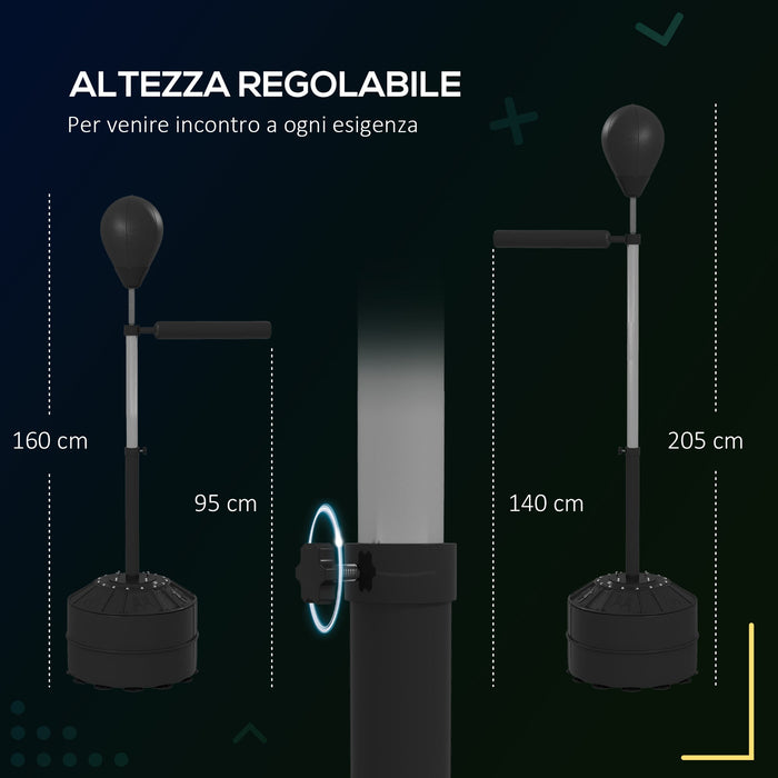 Punching Ball con Barra Girevole per Adulti e Altezza Regolabile 1.6-2m   Nero