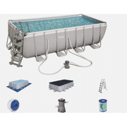 Piscina fuori terra rettangolare Bestway Power Steel 488x244x122 cm con filtro a cartuccia, scaletta, copertura e ChemConnect