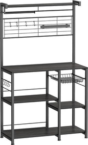 Rack da cucina - ripiano da cucina - isola da cucina con striscia magnetica per coltelli - rastrello - supporto per rotoli da cucina - 12 ganci - nero
