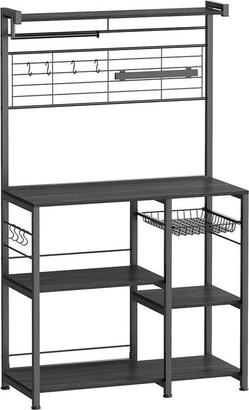 Rack da cucina - ripiano da cucina - isola da cucina con striscia magnetica per coltelli - rastrello - supporto per rotoli da cucina - 12 ganci - nero