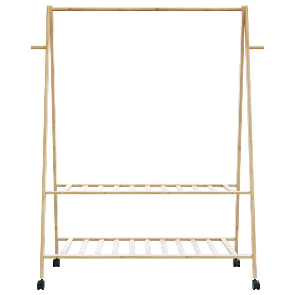 Appendiabiti con Ripiani e Ruote 132x45,5x155,5 cm in Bambù 4008911