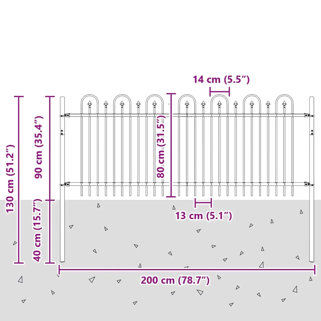 Recinzione da Giardino | Recinzione ad arco a picchetto DRONTEN Nero