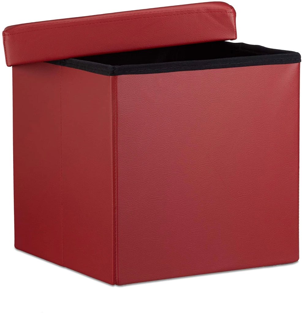 Pouf/sgabello pieghevole contenitore stabile materiale sintetico 38 cm bordeaux 13_0002806_2