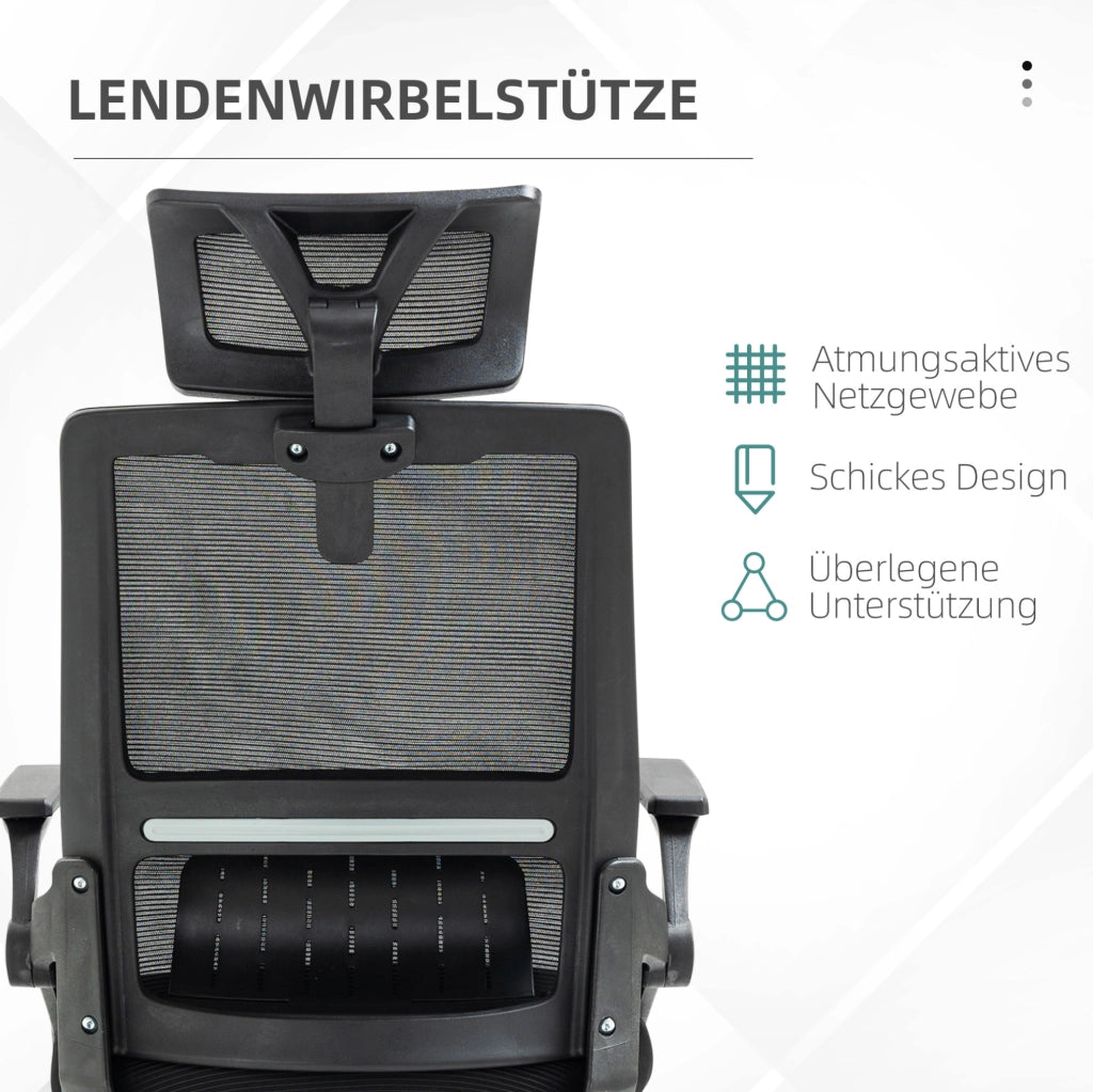 Sedia da ufficio ergonomica nera con poggiatesta