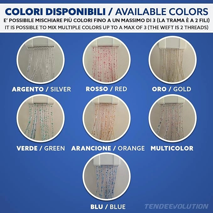 Tenda Antimosche Modello GLIT in PVC, Plastica Blu | Largh. 1,40m x Alt. 2m | Protezione Insetti, Porta, Esterno, Interno