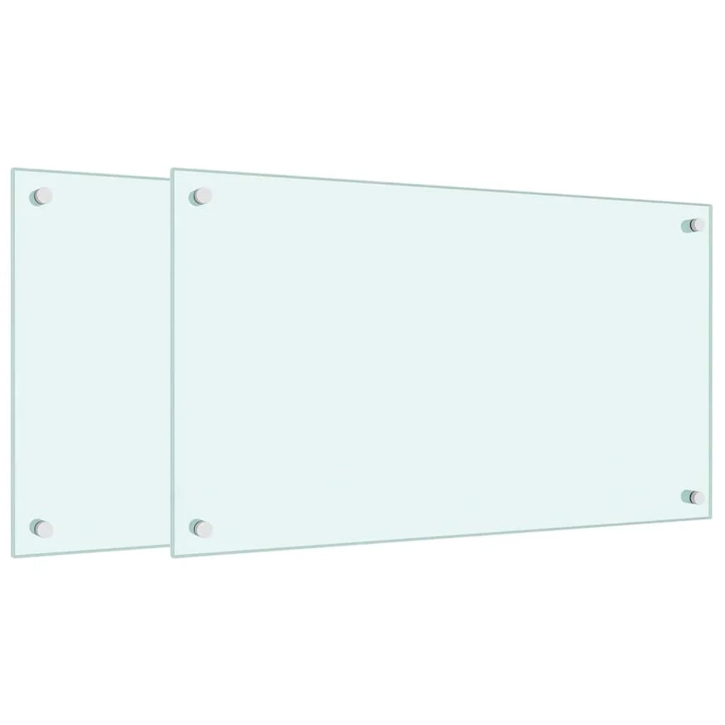 Set di 2 paraschizzi per cucina facili da pulire 70 x 40 cm vetro temperato bianco 02_0055726