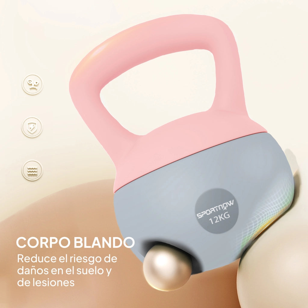 Kettlebell 12 kg ¨C zephmum ¨C Rosa e Grigio 21x21x30 cm