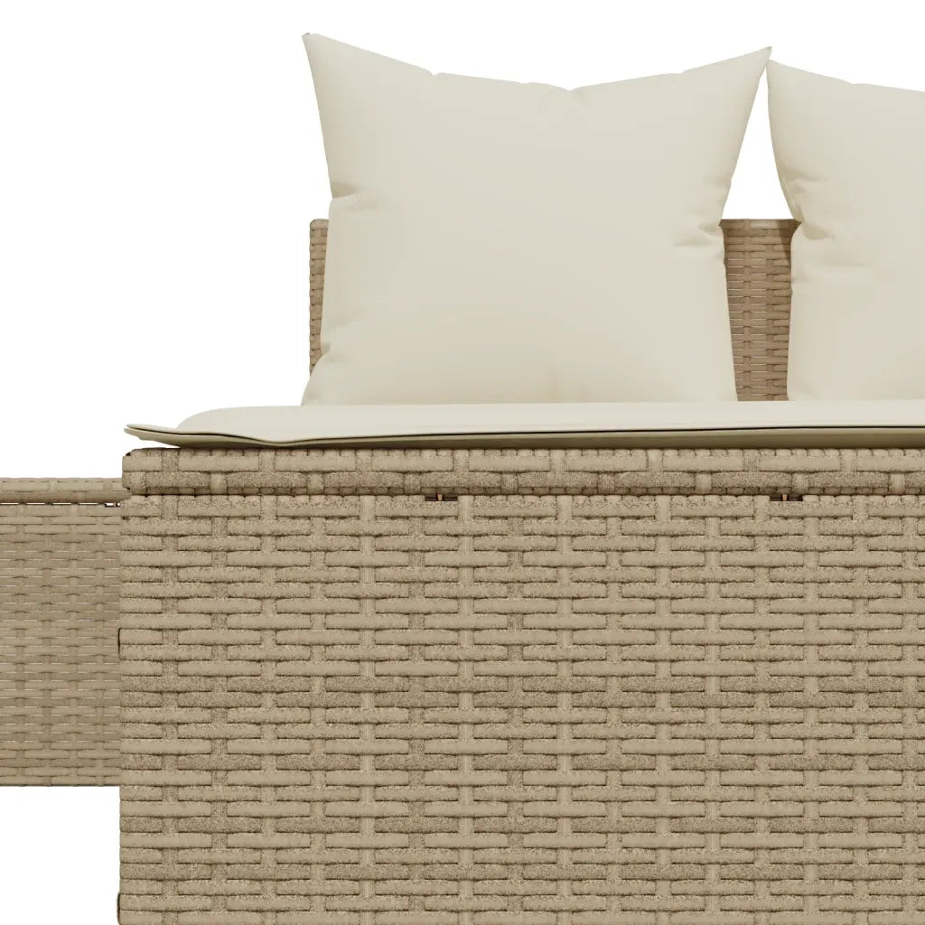 Lettino Prendisole con Cuscini Beige in Polyrattan 368393