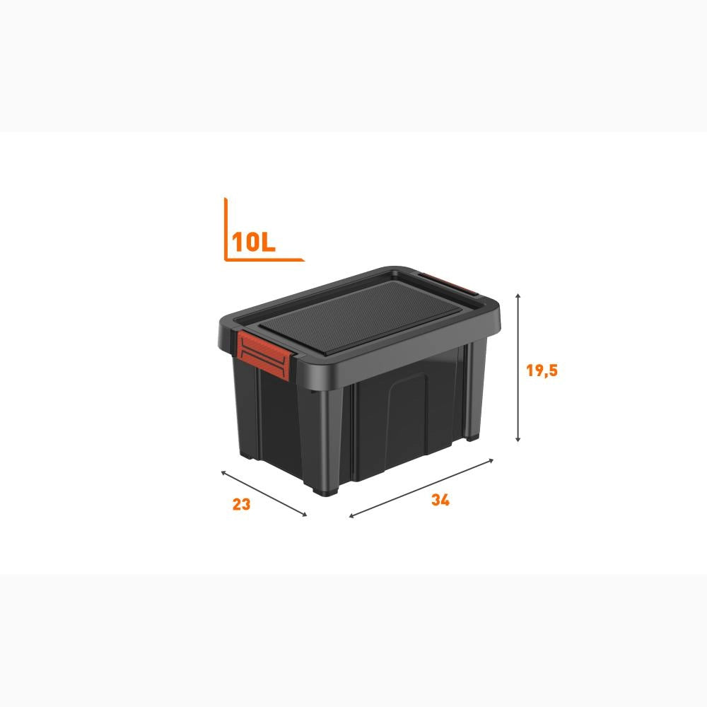 Contenitore Box Multiuso Porta attrezzi Portaoggetti Bricolage Nero 10 Litri