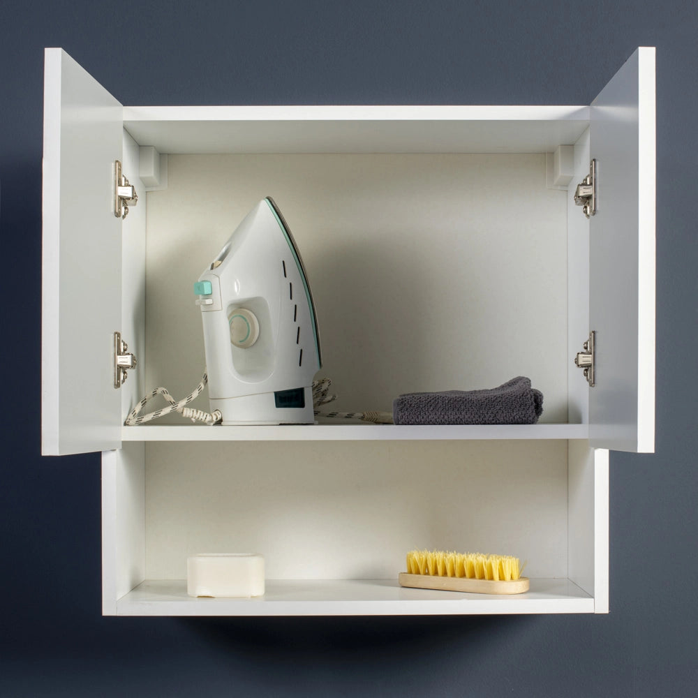 Pensile Bagno Lavanderia con 2 Ante e Vano a Giorno 57,5x27x58 cm in Nobilitato Olmo Bianco
