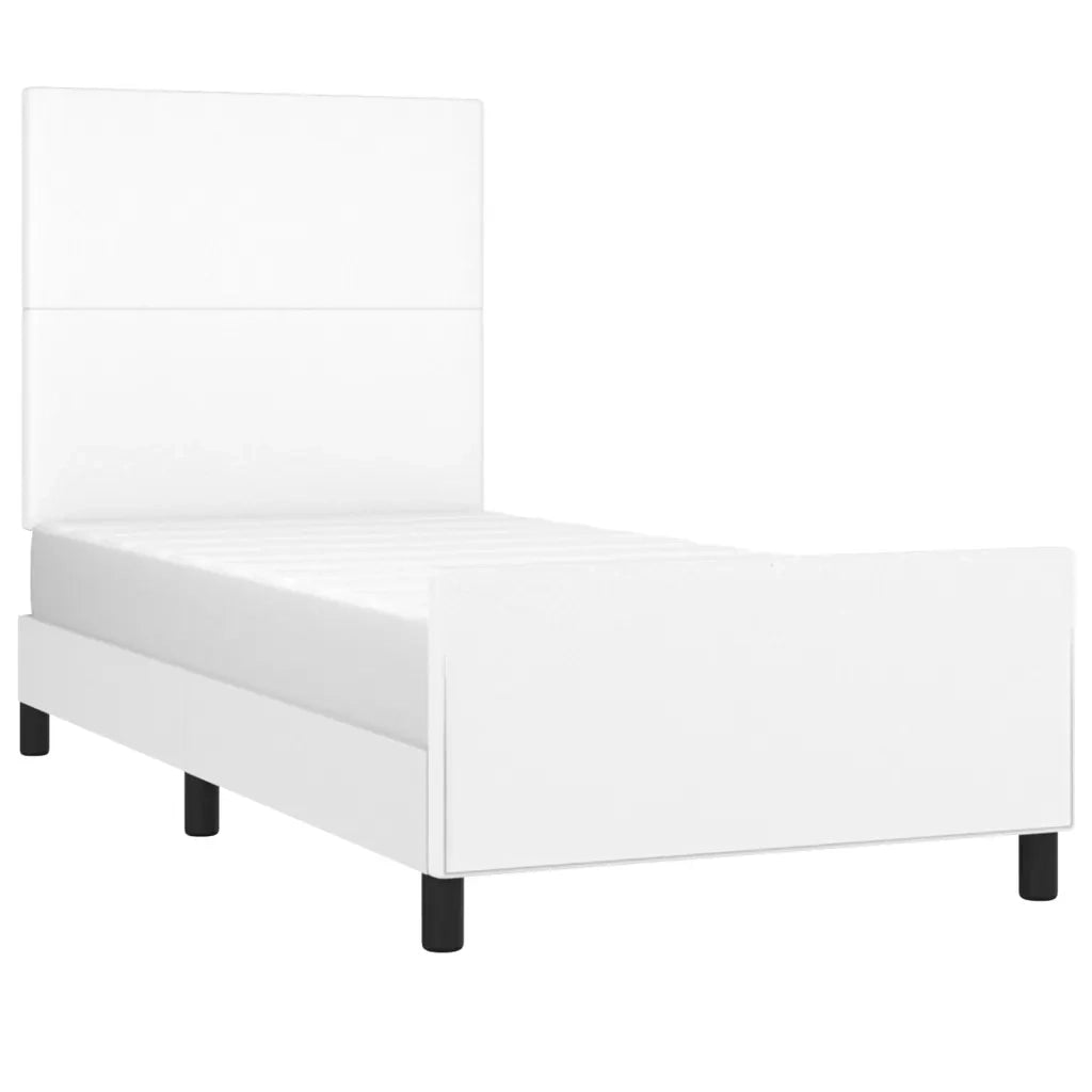 Giroletto con Testiera-Struttura Letto con testiera Bianco 80x200 cm in Similpelle 683957