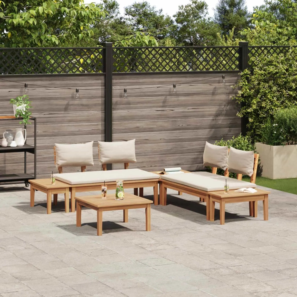 Set Divano da Giardino 3 pcs Marrone e Crema