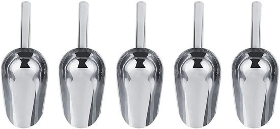 Set di Scopette in Acciaio Inossidabile Leggere - 5 x Cucchiai Dolci - Per Gelato/Cibo - Sostenibile - Utile per Feste/Buffet - Spatola