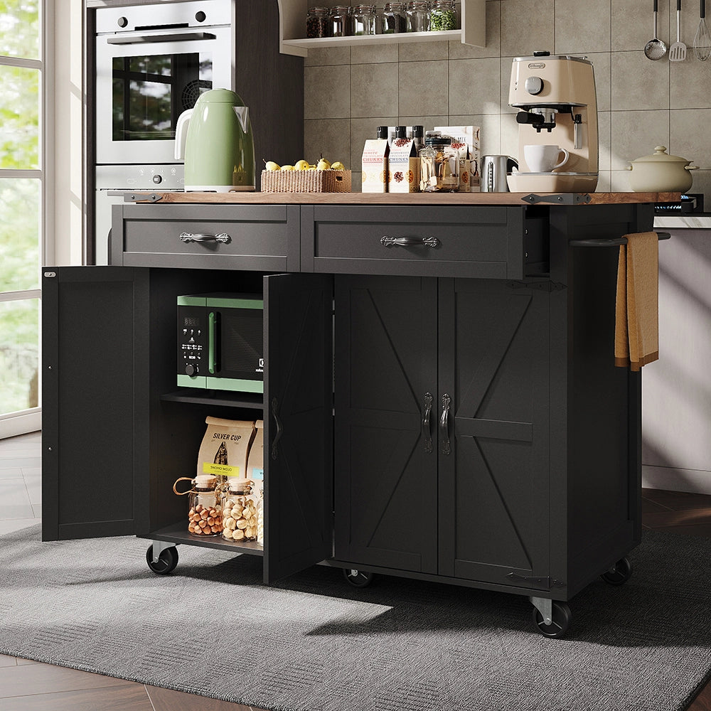 Isola cucina - Xylo - 4 porte/2 cassetti venatura legno nero