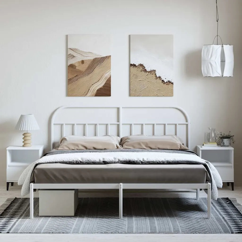 Giroletto con Testiera Metallo Bianco 183x213 cm 353689
