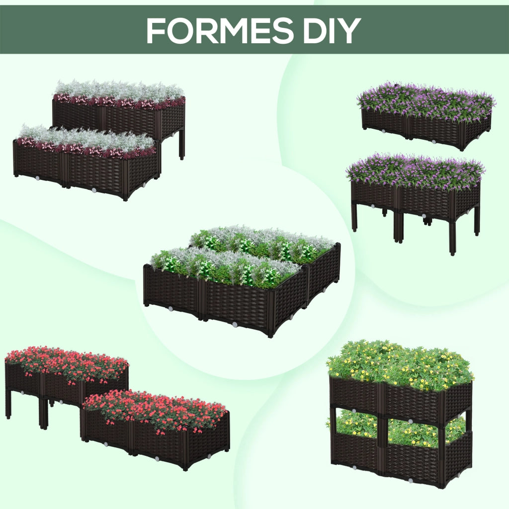 Fioriera da Giardino 2 Piani ¨C Xylo ¨C Effetto Rattan Intrecciato Marrone 80x80x44cm