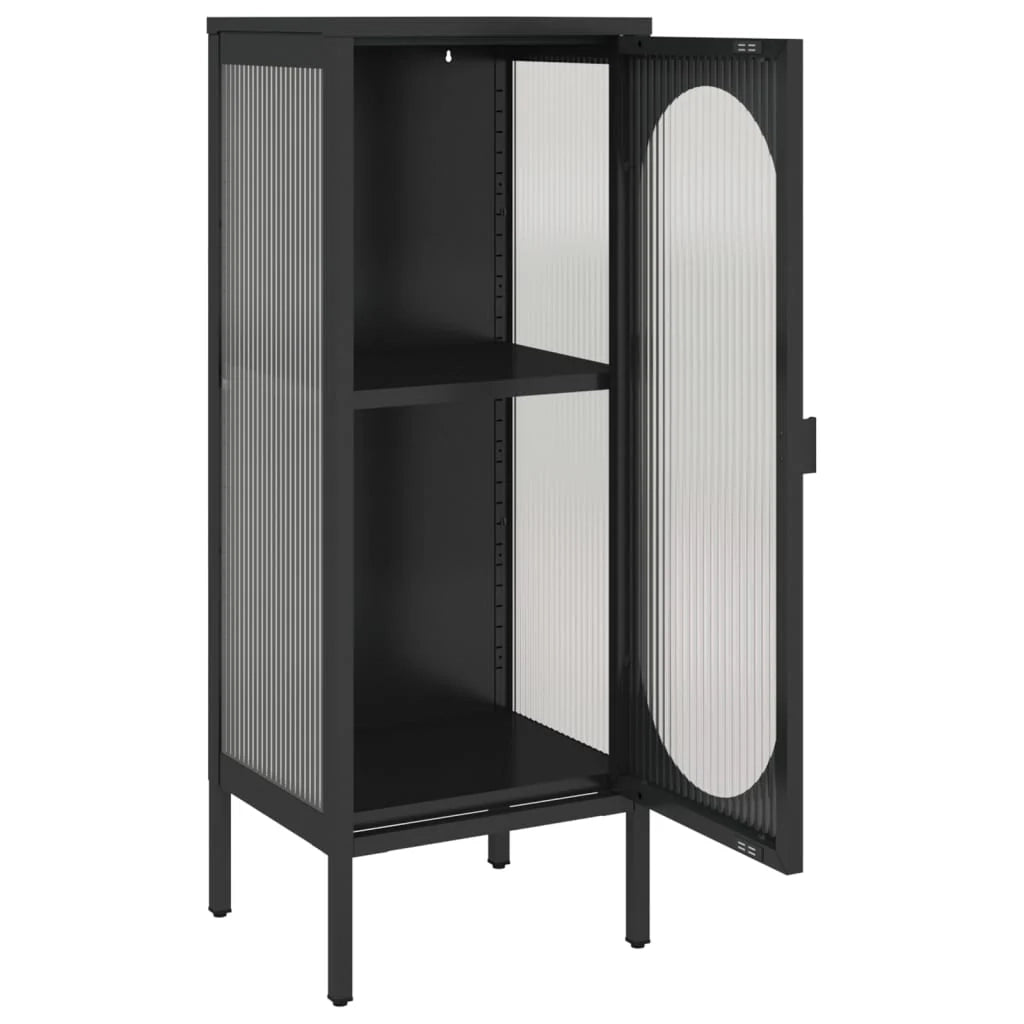 Buffet credenza cassettiera armadio mobile contenitore organizer per cucina soggiorno salotto 40 x 35 x 105 cm vetro e acciaio nero 02_0035930
