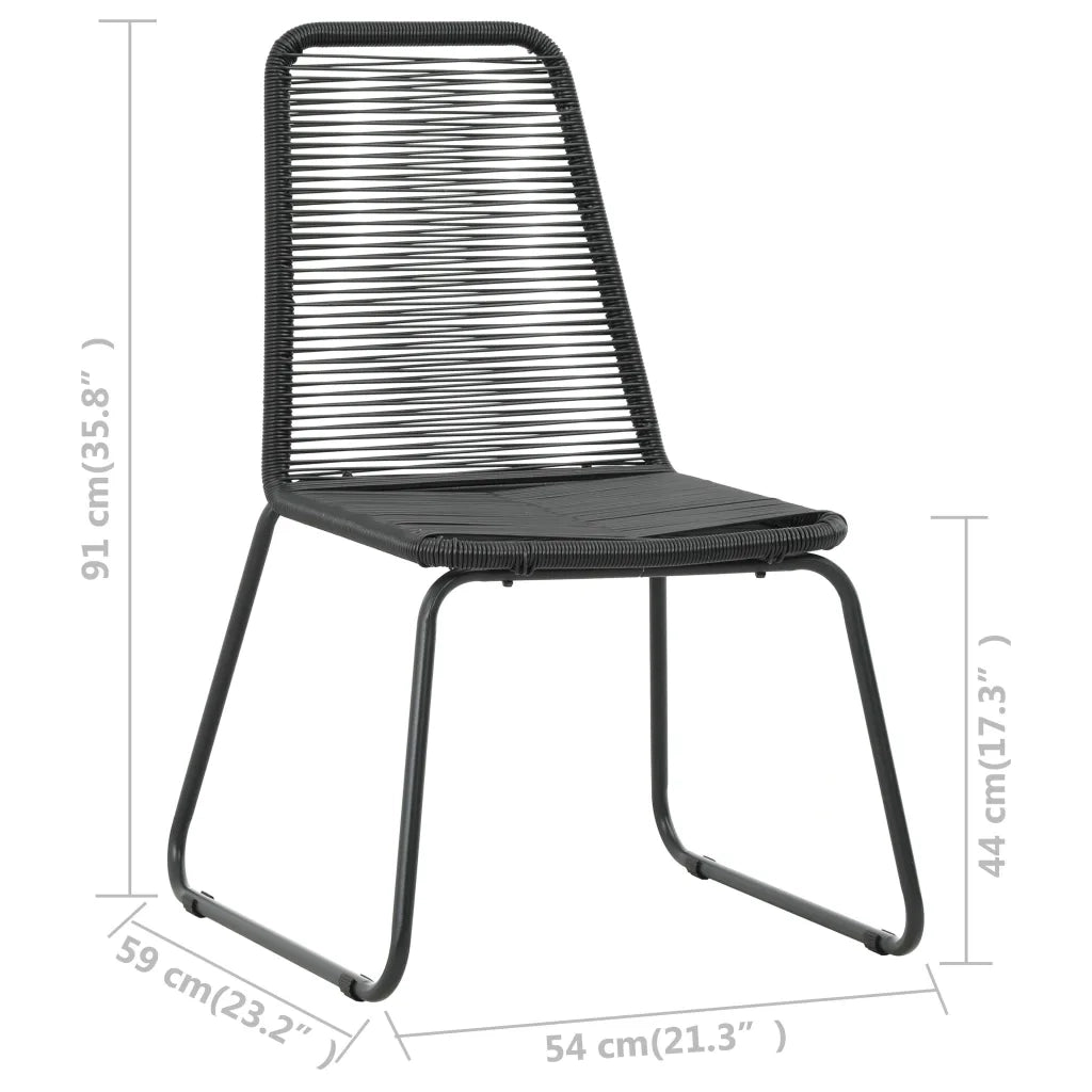 Sedie da Giardino 2 pz in Polyrattan Nero 44442