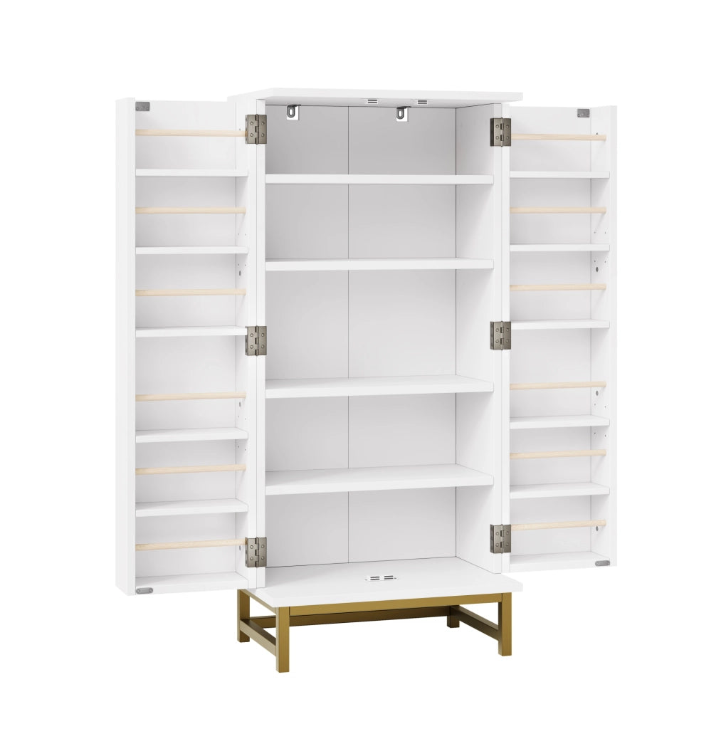 Credenza 60x40x130 cm con ripiani regolabili in pannello di particelle bianco