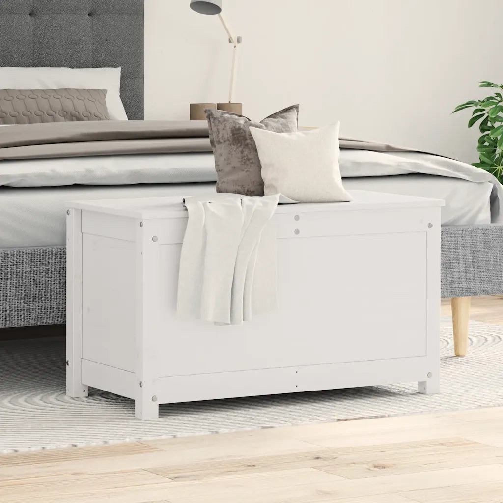 Contenitore Portaoggetti Bianco 80x40x45,5cm Massello di Pinocod mxl 97305