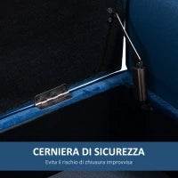 Panca Contenitore Imbottita per Interno in Tessuto Vellutato con Braccioli, 118x42x66cm - Blu