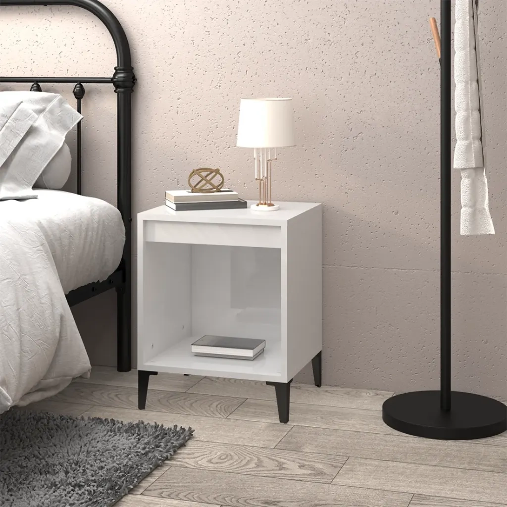 Comodino Bianco Lucido 40x35x50 cm cod mxl 29947