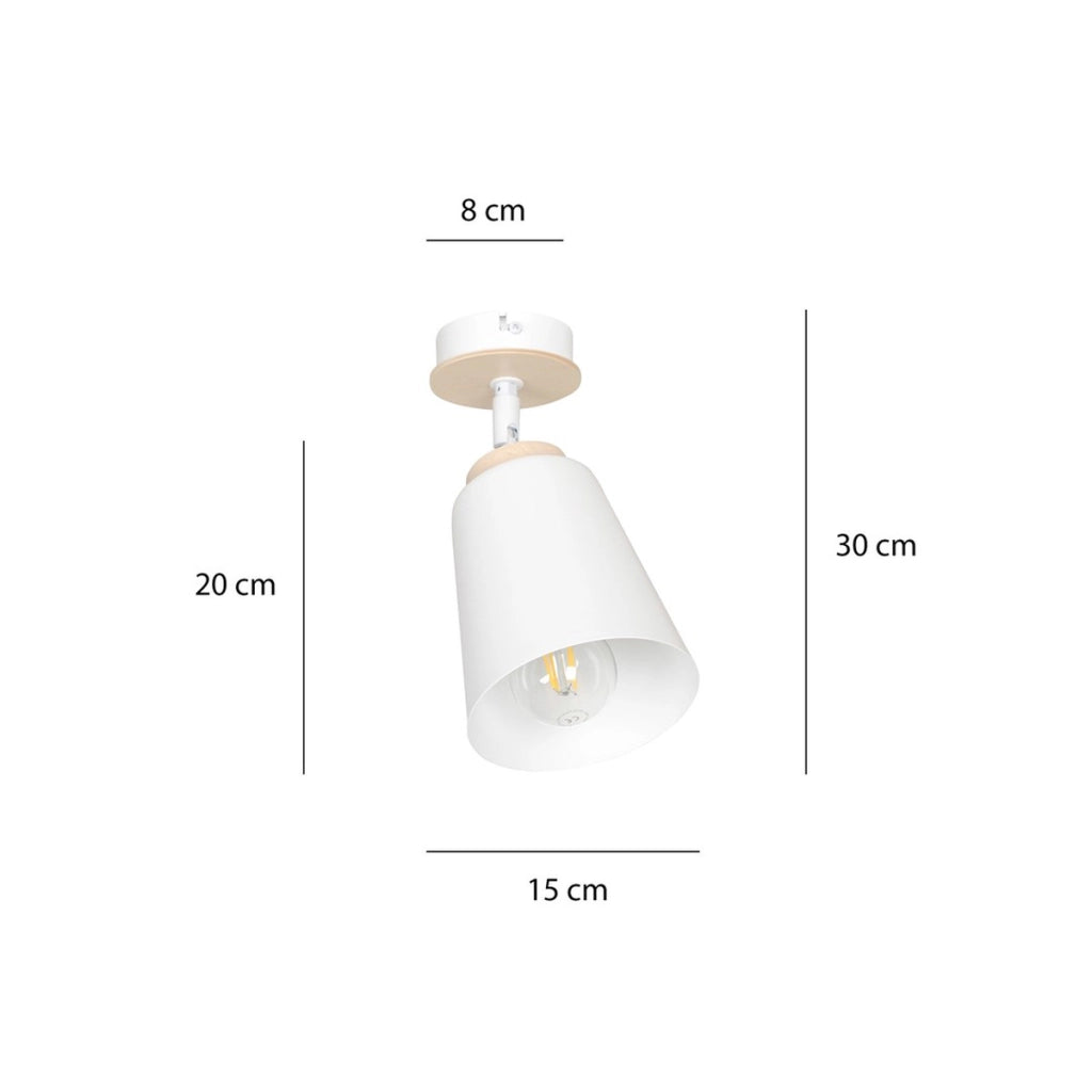 Lampada da soffitto ATLAS in acciaio bianco e legno