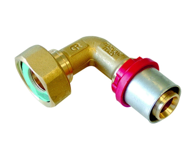 RACCORDO CURVO FEMMINA CON GIRELLO PER TUBO MULTISTRATO A PRESSARE MODELLO AL-COBRAPEX 3/4 ø20   TIEMME RACCORDERIE SPA