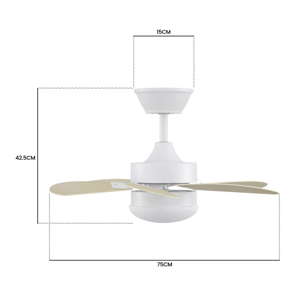 ZMH Ventilatore a Soffitto con Luce e Telecomando 6 Pale 75 cm Silenzioso per Camera da Letto e Cucina Senza Lampadina