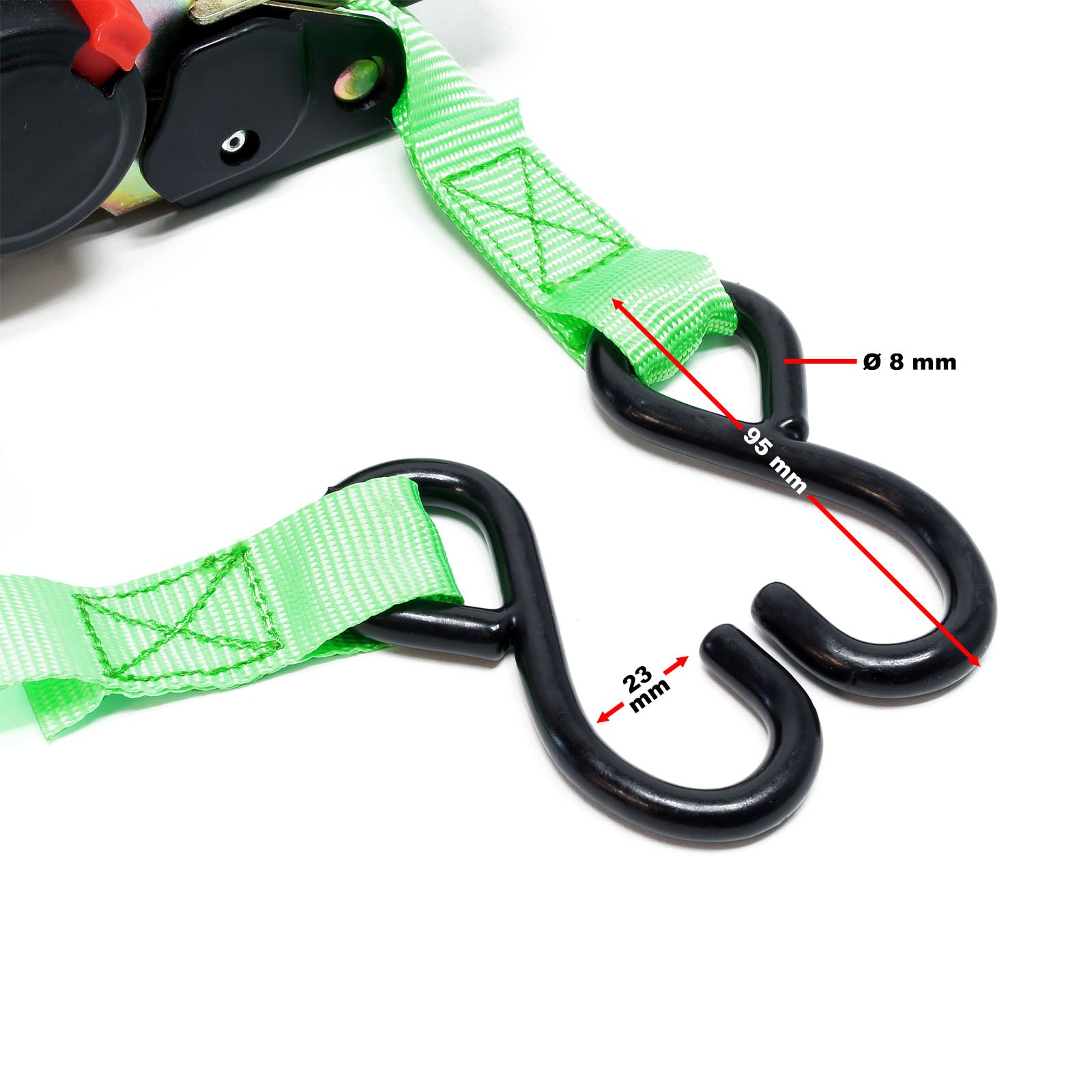 Cinghia di ancoraggio a cricchetto set 4 cinghie di fissaggio 1,8m x 25mm 320 daN