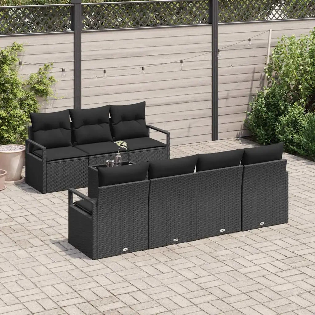 Set di divani con cuscino 8 pcs Nero polyrattan 3346293