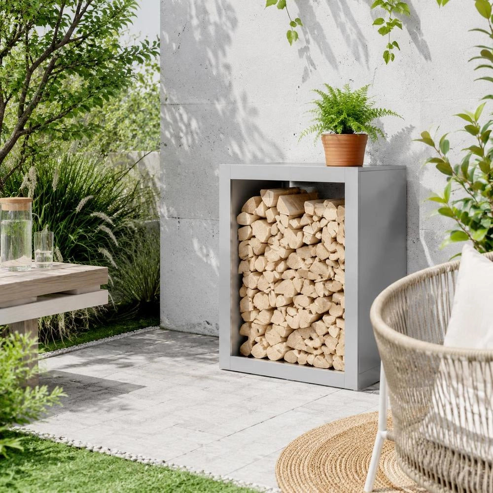 Porta legna 60x40x80 cm in acciaio zincato – robusto e resistente, ideale per esterni, giardino e camino, pratico e durevole